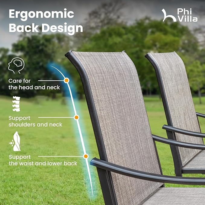 PHI VILLA 5 pcs Patio Dining Set, Outdoor Swivel Dining Chairs 4 and Metal - Image 4