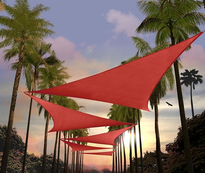 Amgo 28' x 28' x 28' Red Triangle Sun Shade Sail Outdoor Canopy Awning UPF50+ by Amgo
