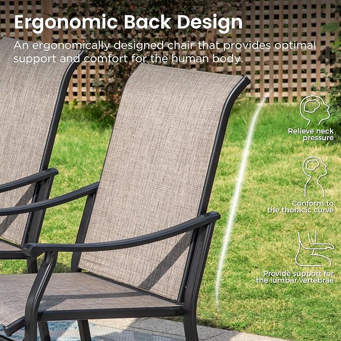 PHI VILLA 5 pcs Patio Dining Table and Chairs, Textilene Dining Chairs Sturdy - Image 5