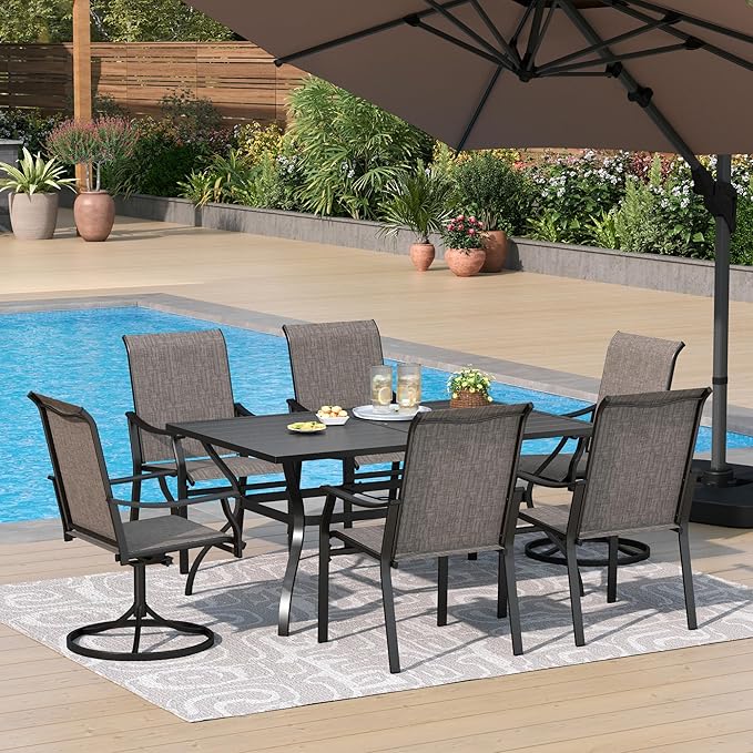 PHI VILLA 7 PCS Outdoor Dining Table and Chairs, Patio Dining Set by PHIVILLAThepioneerofcomfortablehouseholdsupplies
