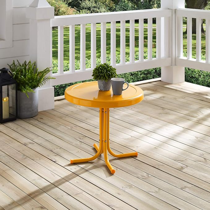 Crosley Furniture Griffith Weather Resistant Retro Metal Outdoor Side Table - Image 7