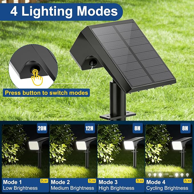 LANSOW Solar Spot Lights Outdoor Waterproof IP67, Solar Landscape Spotlights - Image 2