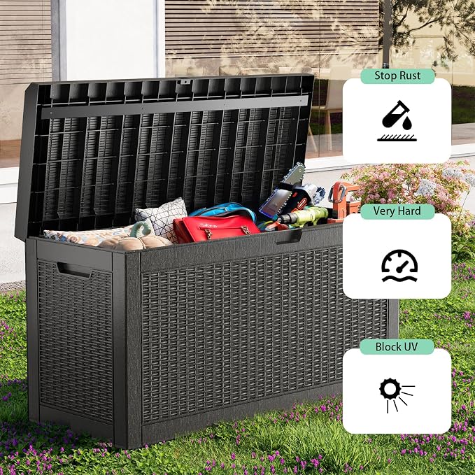 ROJIK Outdoor Storage Housing Deck Box, Waterproof Patio Furniture, Garden Tools - Image 7