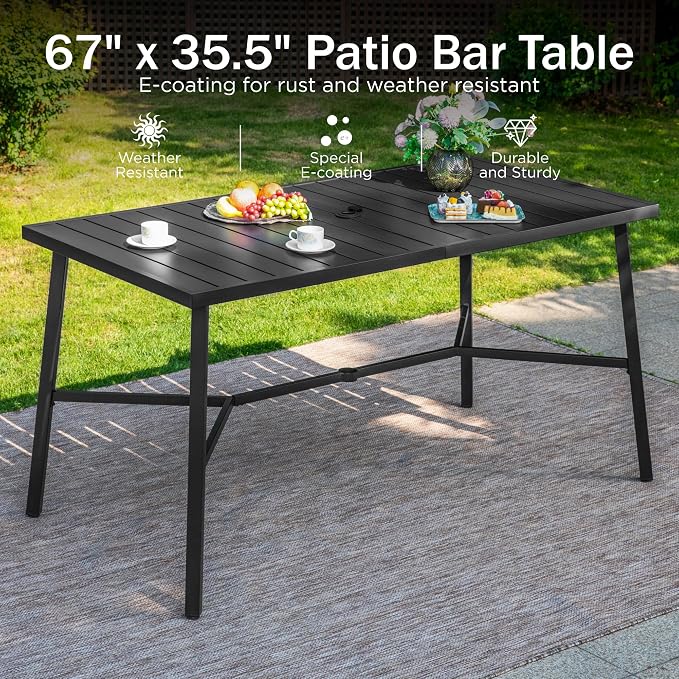 PHI VILLA 7 Piece Outdoor Bar Set, Counter Height Patio Bar Furniture - Image 5