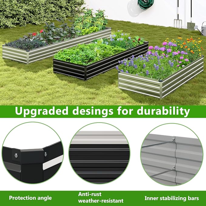 2PCS 7x3x1ft Galvanized Raised Garden Bed Kit, Galvanized Planter Raised Garden - Image 4