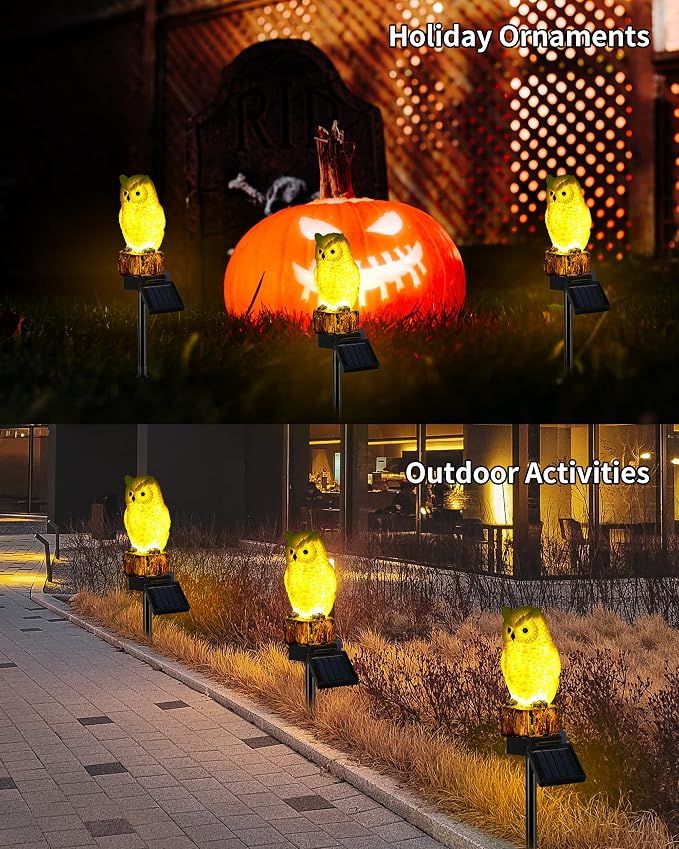 iStatue Solar Owl Garden Stake Lights, Realistic Resin Owl Outdoor Decor - Image 7