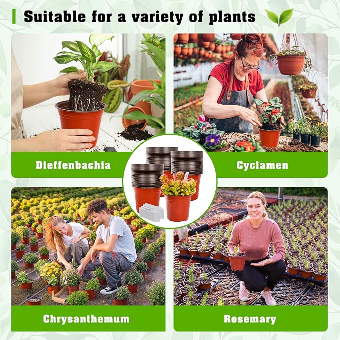 TDHDIKE 6 Inch Plastic Plant Nursery Pot/Pots - Image 6