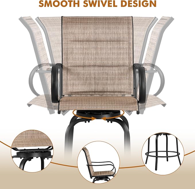 Yaheetech 2 Piece Patio Swivel Bar Stools Texteline Bistro Chairs - Image 5