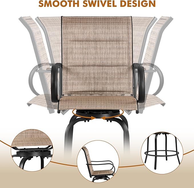 Yaheetech 4 Piece Patio Swivel Bar Stools Texteline Bistro Chairs - Image 5