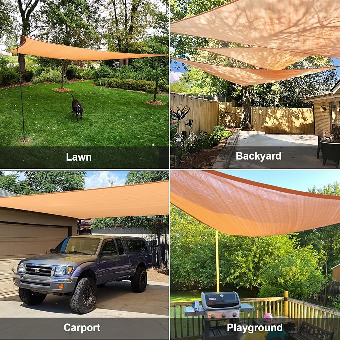 SUNLAX Sun Shade Sail 18' x 18' x 18' Peach Fuzz Rectangle Canopy Sail Shade - Image 7