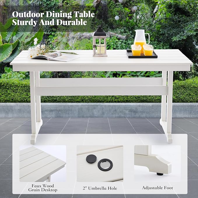 HDPE Dining Table Set for 8, 10-Piece Outdoor Table and Chairs Include 8 Dining - Image 4