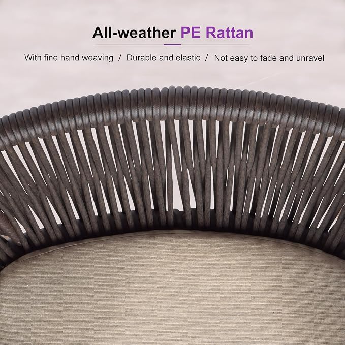 PURPLE LEAF 7 Pieces Round Outdoor Dining Set Outdoor Dining Table and Chairs - Image 9
