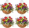 Metal Hanging Baskets for Plants Outdoor 4 Pack Round Metal Wire Hanging Basket by JFFLYIT