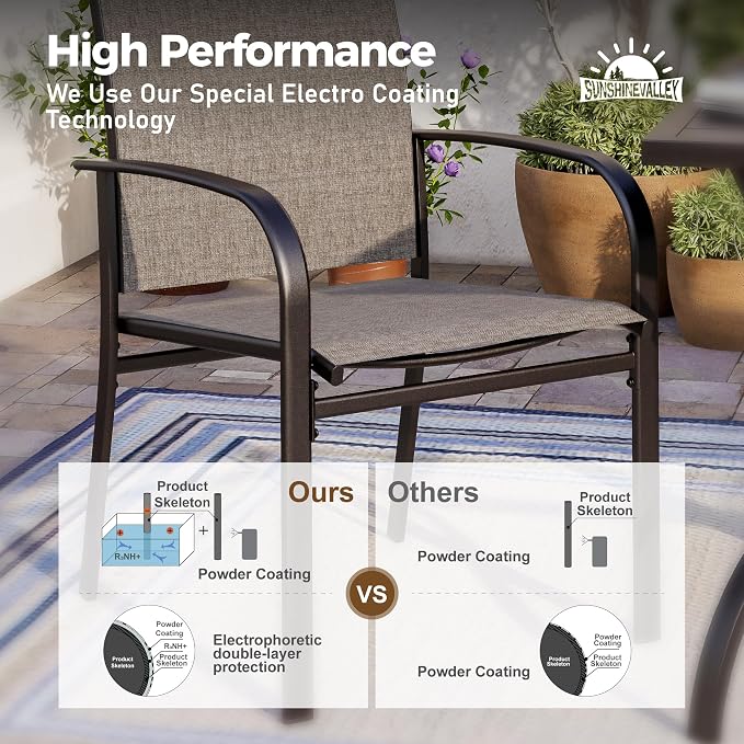 5 Piece Patio Dining Set for 4, Outdoor Table and Chairs Set for Lawn Backyard - Image 3