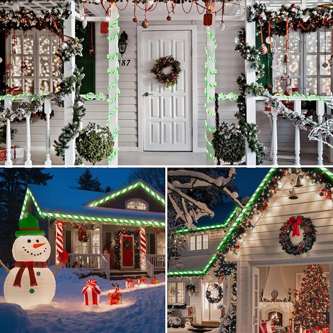 Jnaurb Christmas Candy Cane Lights, 66ft 480 LED Connectable Flexible White & - Image 8