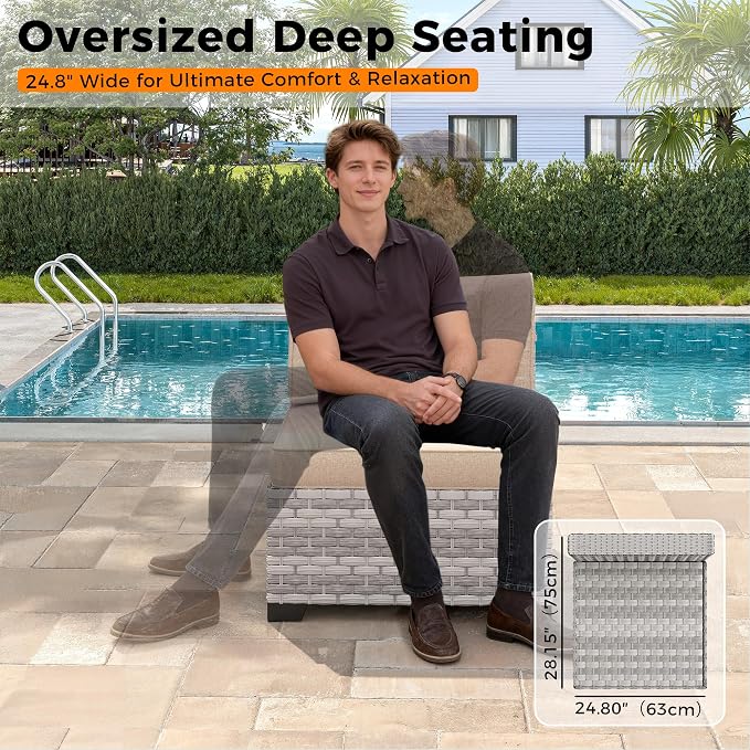 6-Seat Modern Outdoor Wicker Rattan Patio Furniture Set - Image 5