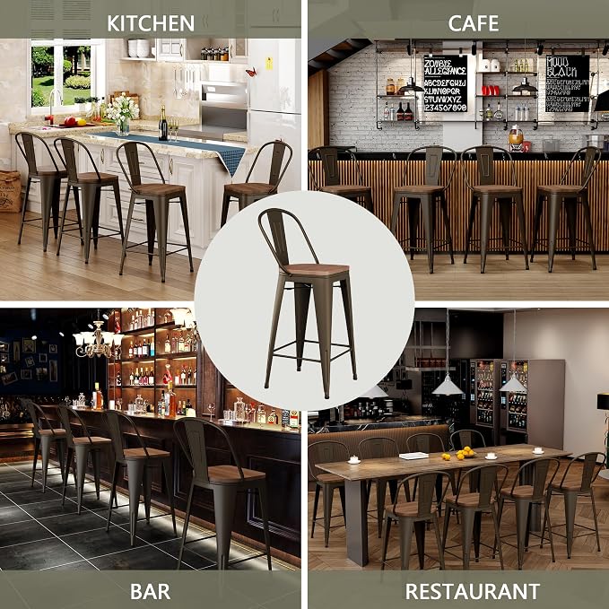 Yongqiang 30 inch Metal Bar Stools Set of 4 Bar Height Stools Kitchen Island - Image 7