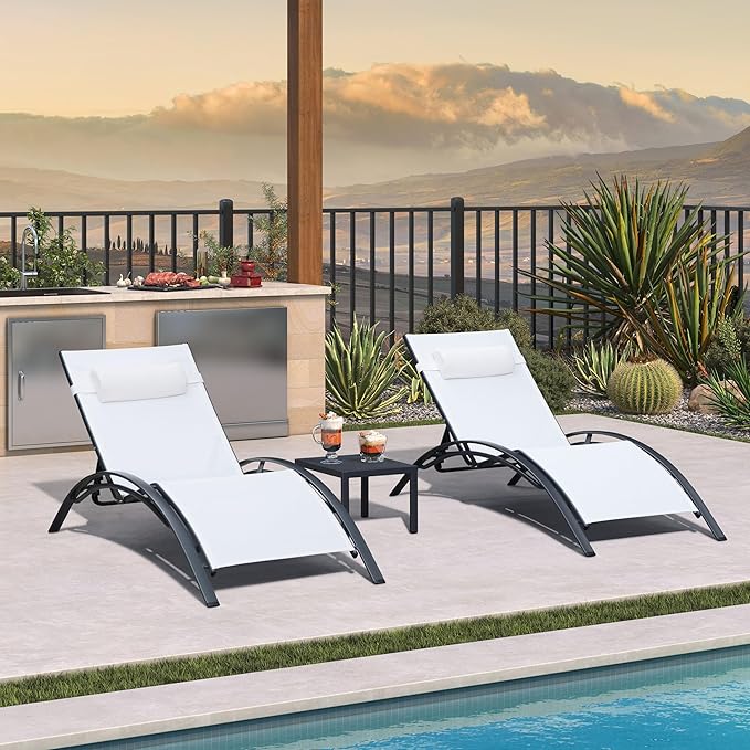 PURPLE LEAF Patio Oversized Chaise Lounge Chair Set - Image 3