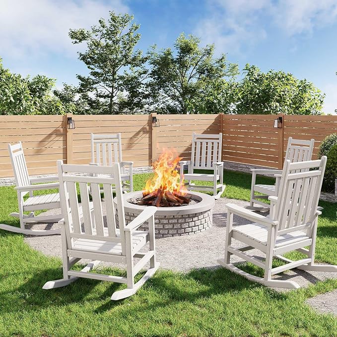 HDPE Rocking Chair Outdoor Set of 6 by Garvee