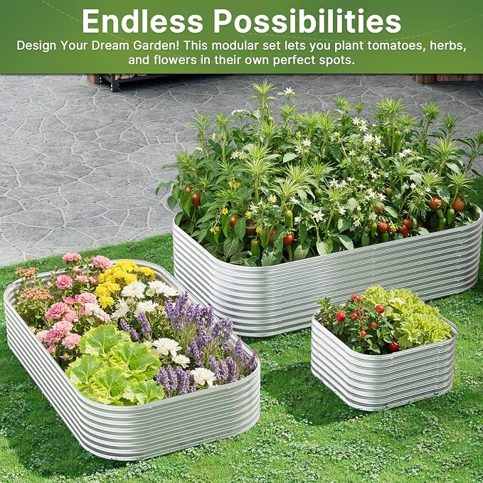 4 PCS Tall 2x2x1.5ft Galvanized Raised Garden Bed Outdoor, Metal Garden Bed - Image 7