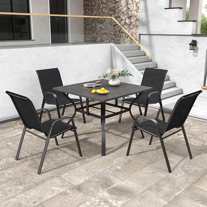 Patio Chairs Set of 4, Stackable Outdoor Dining Chairs - Image 3