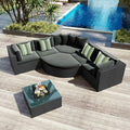 Merax 7-Piece Outdoor Wicker Sectional Sofa Set, Modular Rattan Conversation Set by Merax