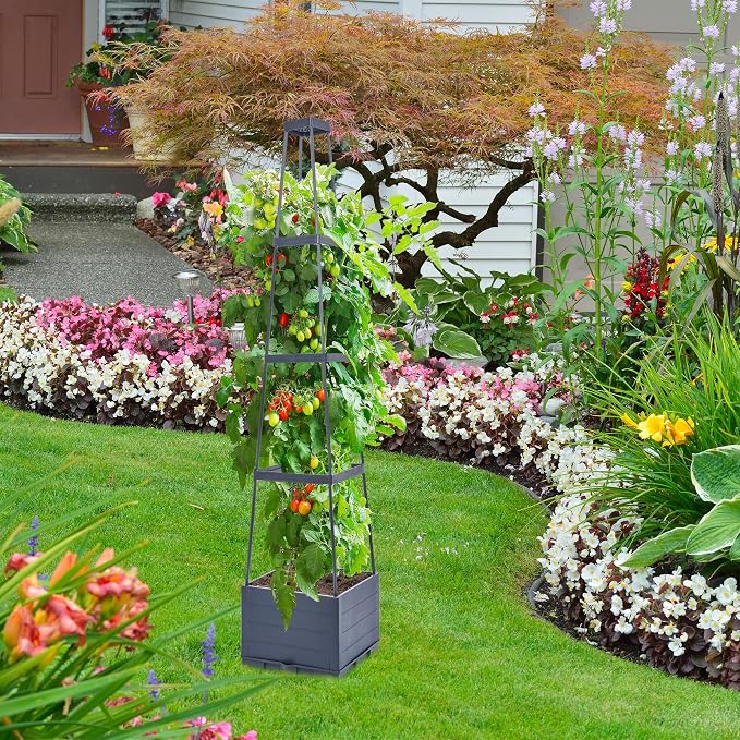 GENMOUS Raised Garden Bed with Tomato Planter Box Trellis, Tomato Planter Cage - Image 8