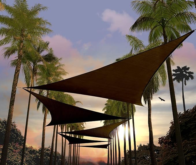 Amgo Custom Size 11' x 11' x 11' Brown Triangle Sun Shade Sail Order to Make - Image 7