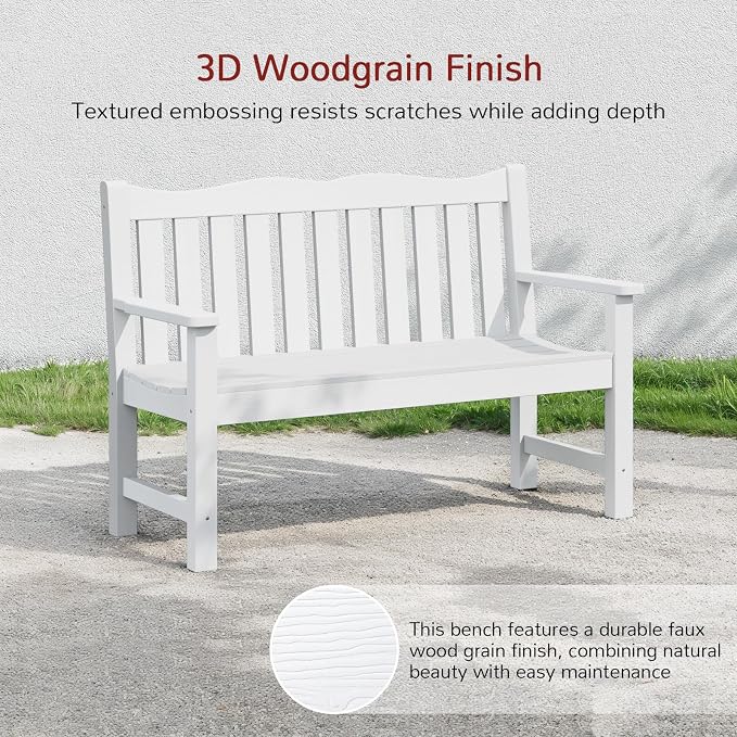 Stoog 3-Piece All-Weather Outdoor Bench & Chairs Set, Include 2 Garden Chairs - Image 7