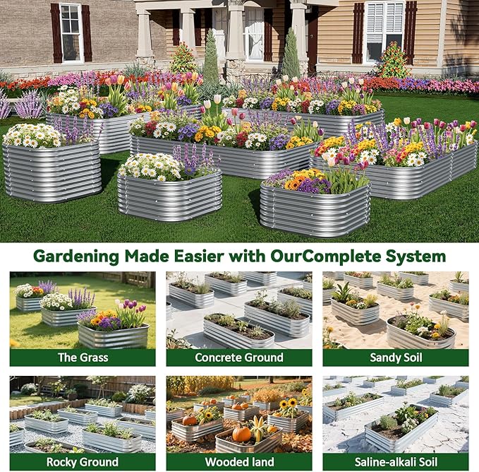 2 Pack Tall 8x3FT Raised Beds for Gardening, Corrugated Galvanized Steel Raised - Image 6