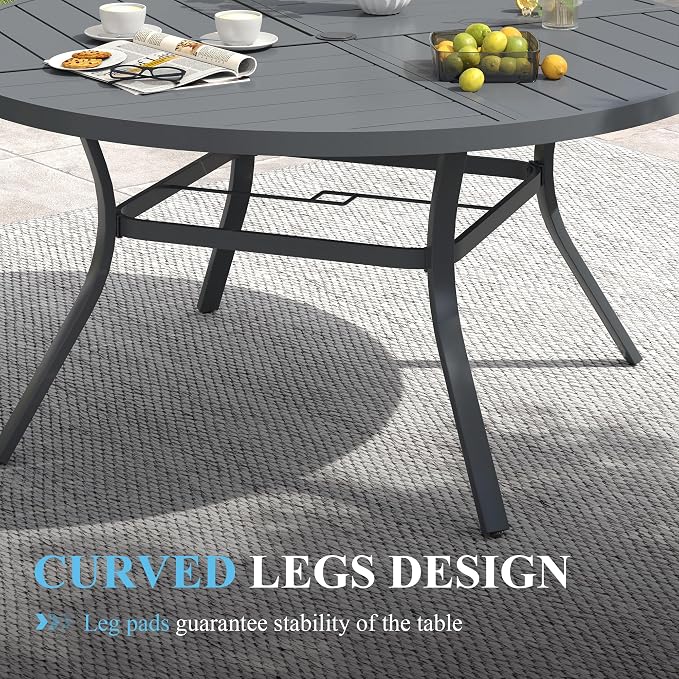 VICLLAX Patio Table and Chair Set of 6, All Weather Metal Round Outdoor Dining - Image 6