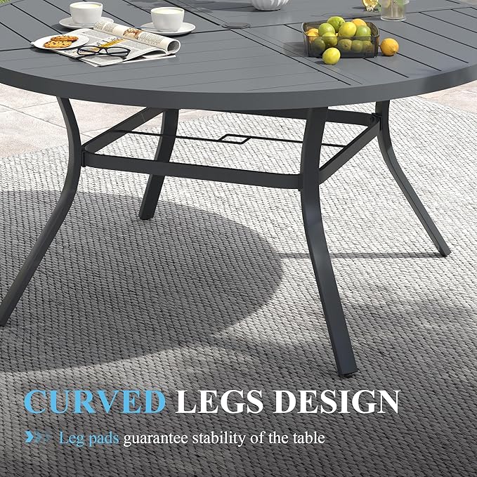 VICLLAX Patio Table and Chair Set of 10, All Weather Metal Round Outdoor Dining - Image 6
