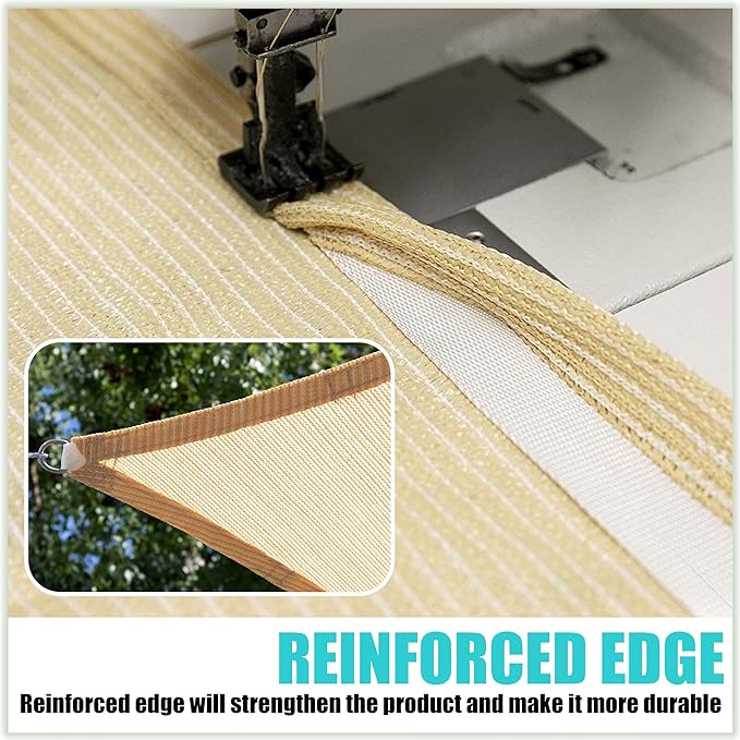 Amgo Custom Size 14' x 17' x 22' White Right Triangle Sun Shade Sail Order to - Image 3