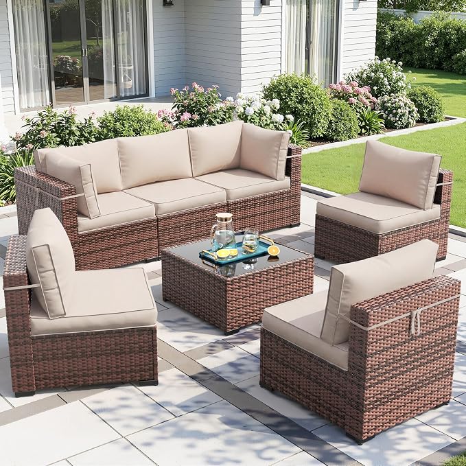 Amopatio Patio Furniture Set 7 Pieces Patio Conversation Set Outdoor Sectional by Amopatio