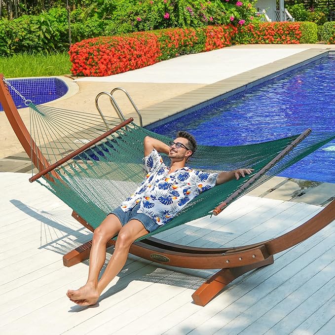 Lazy Daze Hammocks 10.5 FT Double 2 Person Caribbean Rope Hammock, Hand Woven - Image 2