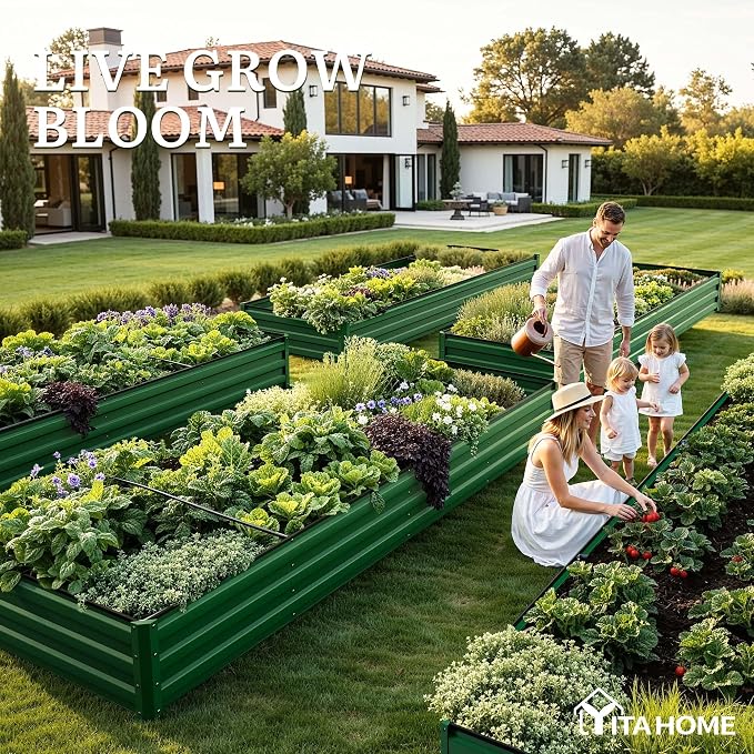 YITAHOME 12x4x1ft Large Raised Garden Bed Kit, Galvanized Metal Planter Box - Image 3
