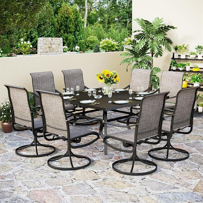 PHI VILLA 9 Pcs Patio Dining Set - Image 7