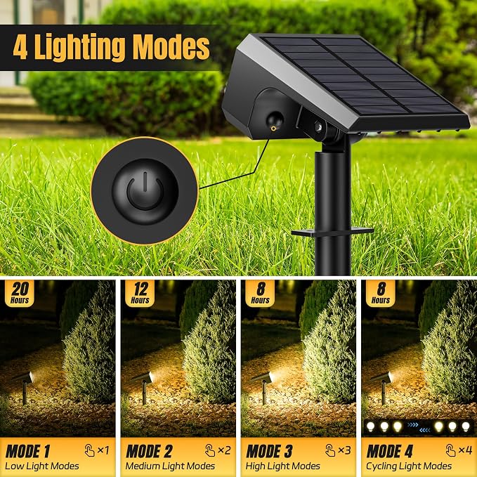 Solar Spot Lights Outdoor, 4 Modes Auto On/Off Solar Landscape Spotlights - Image 3