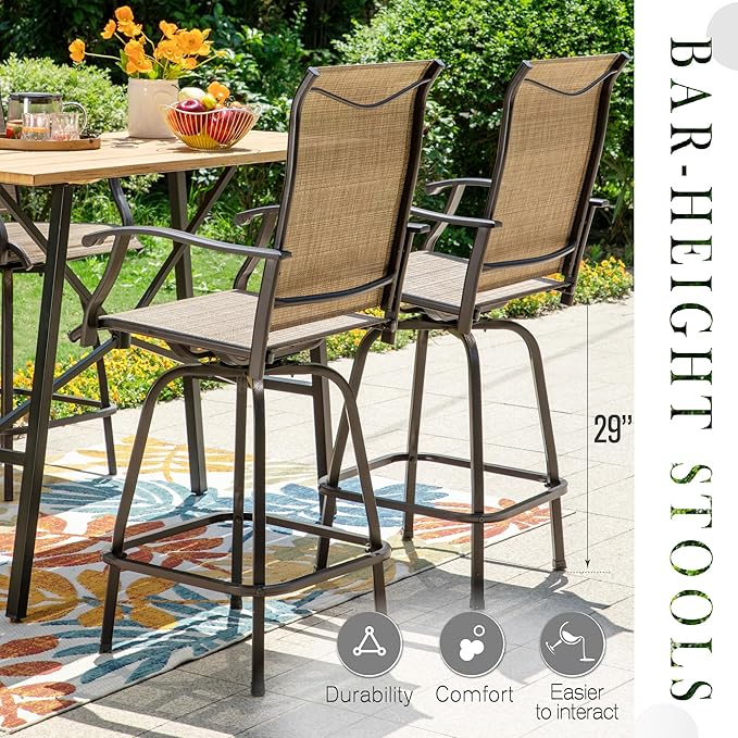 Sophia & William Outdoor Bar Set, Patio Bar Table and Chairs Set, Bar Height - Image 5