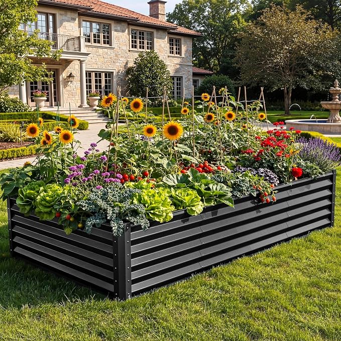 YITAHOME 8x4x1.5ft Large Raised Garden Bed Kit, Galvanized Metal Planter Box - Image 2