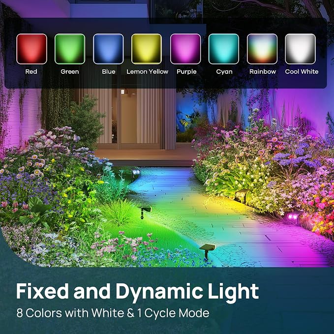 Linkind Solar Lights Outdoor Waterproof IP65, StarRay RGB Solar Spot Lights - Image 4