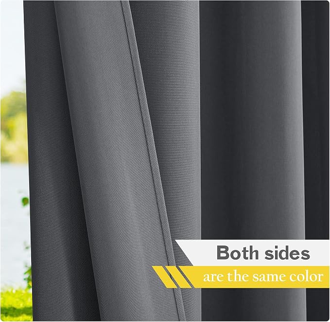 NICETOWN Outdoor Curtains for Patio Waterproof Extra Wide 2 Panels, Rustproof - Image 5