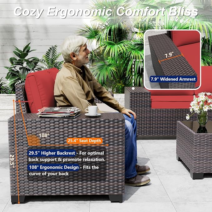 Outdoor Patio Furniture Set, 12 Pieces Outdoor Sectional Furniture High - Image 3