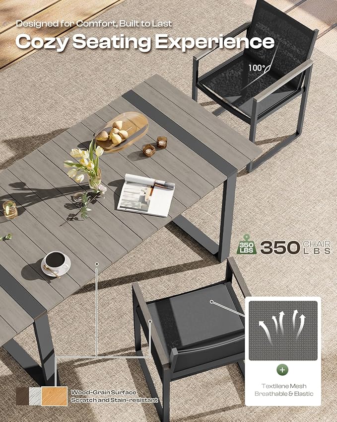 Outdoor Dining Chairs Set of 2, Aluminum Patio Dining Chiars - Image 3