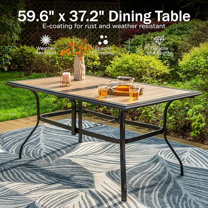 PHI VILLA Patio Dining Set for 6, for Outdoor Kitchen Lawn and Garden - Image 2