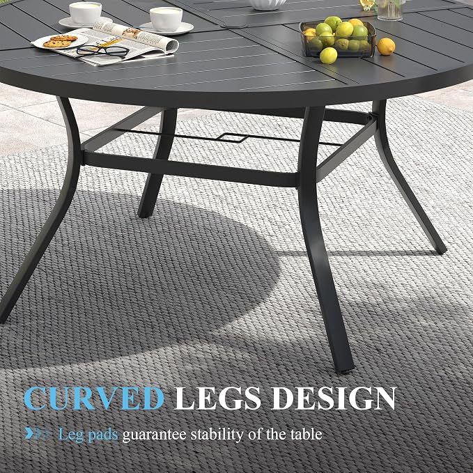 VICLLAX Patio Table and Chair Set of 8, All Weather Metal Round Outdoor Dining - Image 5