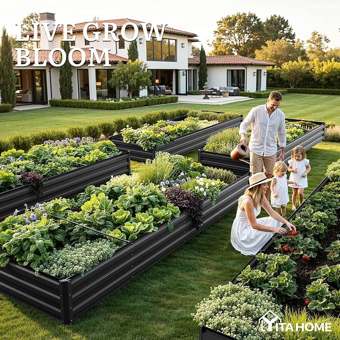 YITAHOME 12x4x1ft Large Raised Garden Bed Kit, Galvanized Metal Planter Box - Image 3