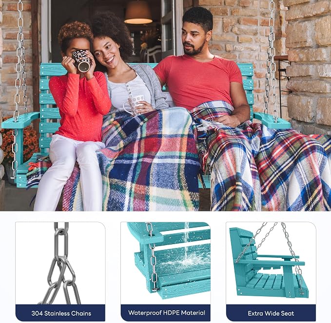 KINGYES Outdoor Hanging Patio Swing Set, 2 Seat Swing Chair - Image 5