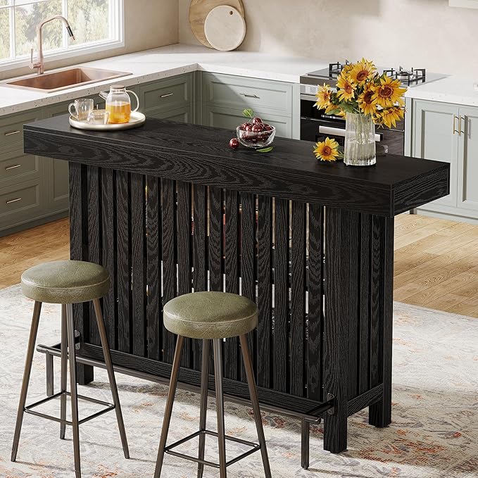 Tribesigns Black Large Home Bar Unit, 2-Tier Mini Bar Table Height Pub Table - Image 4
