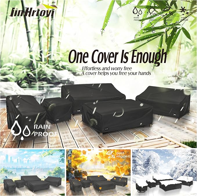 JinHrtoyi Patio Square Table Cover, 40Wx40Dx23H Inches 100% Waterproof Heavy - Image 9